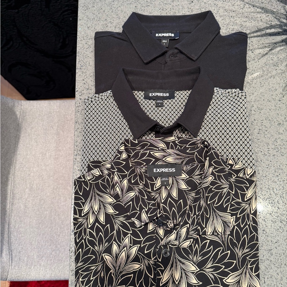Express Black and Patterned Polo Shirts